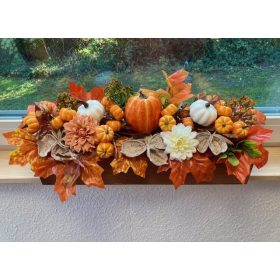 Őszi dekoráció fa ládában, 50 cm