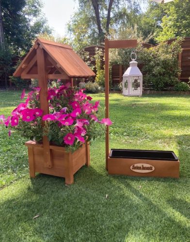 Kerti dekoráció - szett 54. Ültető betétes kút+lámpás virágláda