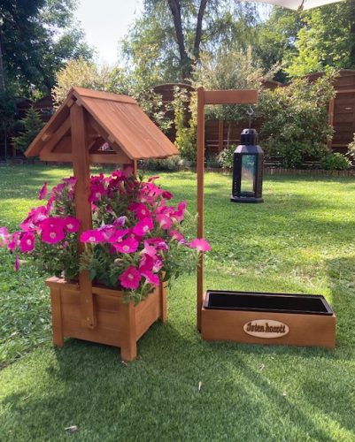 Kerti dekoráció - szett 54. Ültető betétes kút+lámpás virágláda