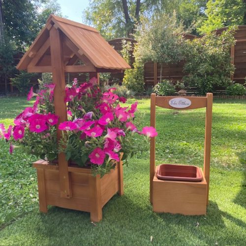 Kerti dekoráció - szett 55. Ültető betétes kút+kocka virágláda