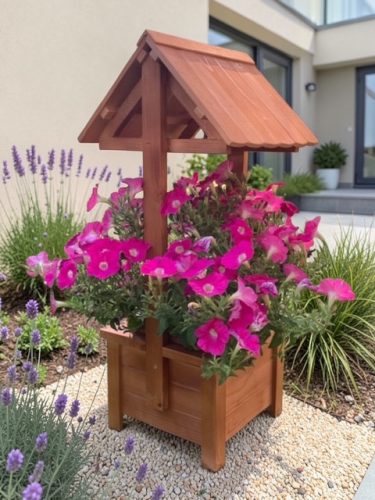 Kerti dekoráció - szett 55. Ültető betétes kút+kocka virágláda