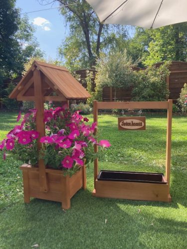 Kerti dekoráció - szett 56. Ültető betétes kút+táblás virágláda