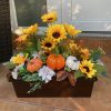 3 RÉSZES Őszi napraforgós szett, ajtódísz 35 cm+virágláda betét+AJÁNDÉK VIRÁGLÁDA
