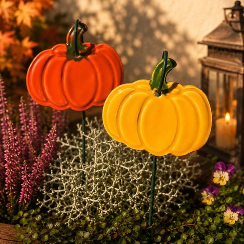 Kerámia tökök, többféle - akasztós Halloween dekoráció